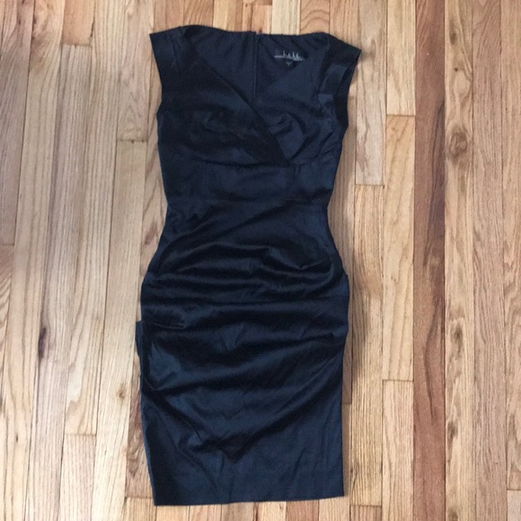 Satin LBD Vintage y2k whimsygoth Shift Sheath Draped heart bodice ruched party - Picture 3 of 7